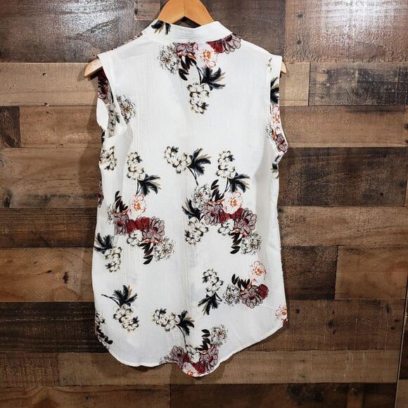 Amaryllis v-neck large floral print sleeveless blouse woman's size medium - Picture 3 of 9